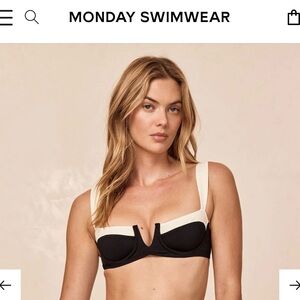 Monday Swimwear CLOVELLY TOP - BLACK/IVORY